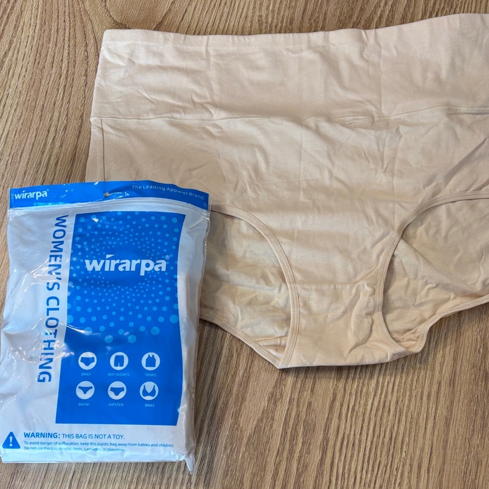 Women's High-Waist Briefs in Cream Wirapa cotton Underwear 4X